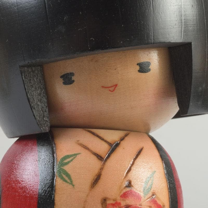 伝統工芸 創作こけし 内閣総理大臣賞受賞 岸貞男作 野ばら 共箱 V