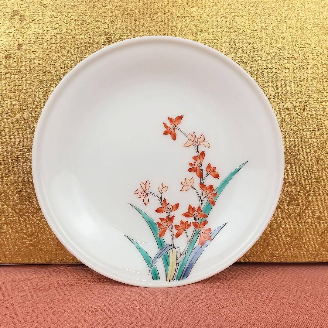 14代酒井田柿右衛門作染錦秋草鶉文額皿錦蘭文一輪生錦蘭文額皿