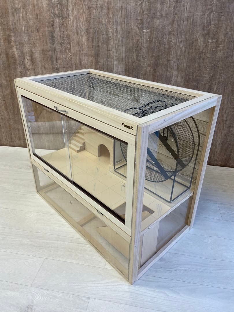 FandK爬虫類木製ケージ ハリネズミ2階建仕様 800×450×670
