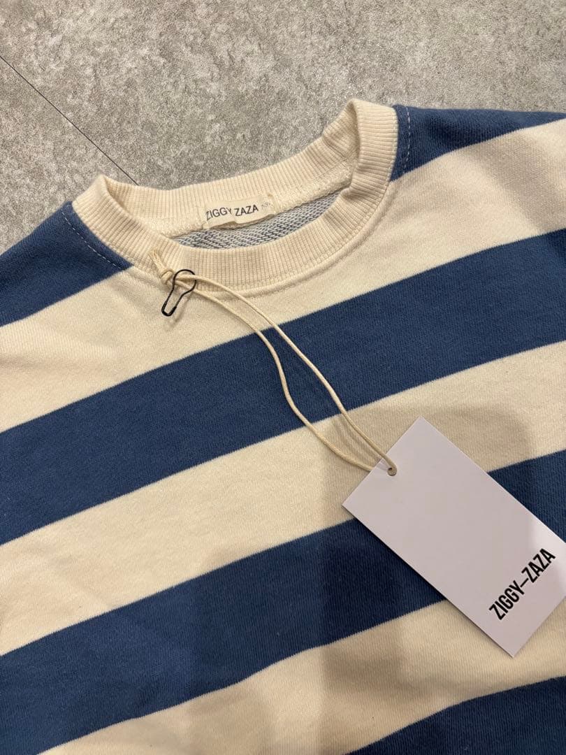 ZIGGY ZAZA ボーダースウェット ブルー 2-3y