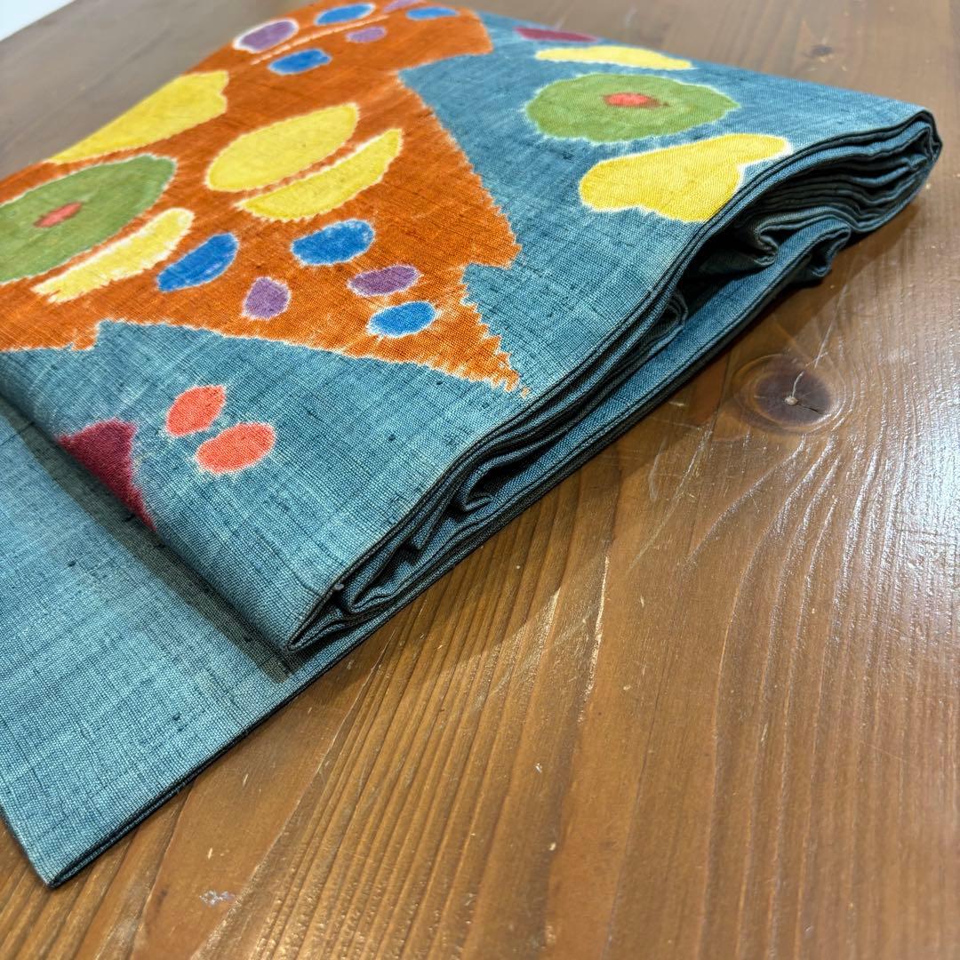 名古屋帯 九寸名古屋帯 染め帯 絞り 紬 カジュアル着物 正絹 o1568