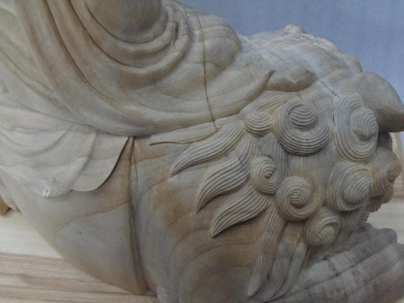 Bフライデー良いお顔 学業成就☆楠材 僧形文殊菩薩坐像 高さ：約54cm