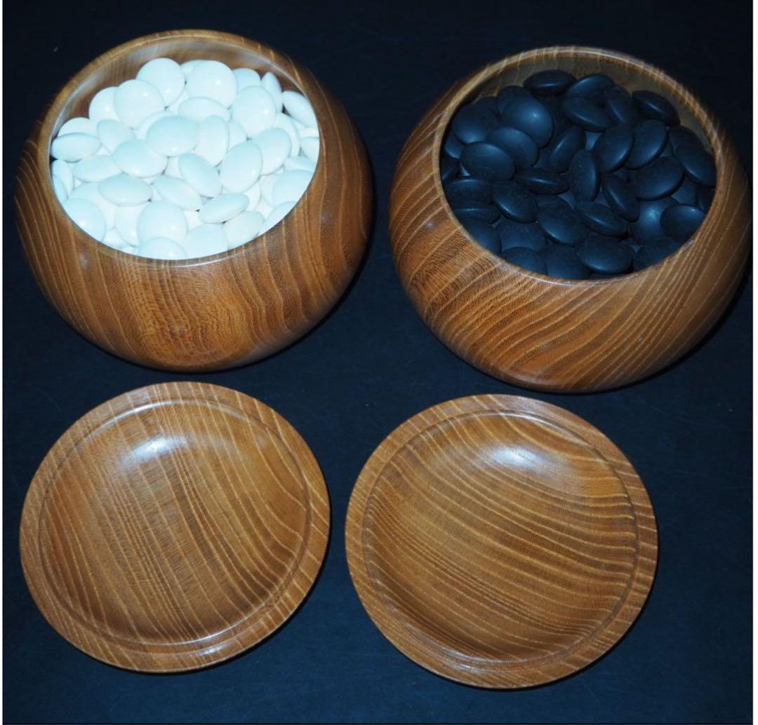 送料無料　日向特製　蛤碁石35号・碁笥セット　旧家蔵出