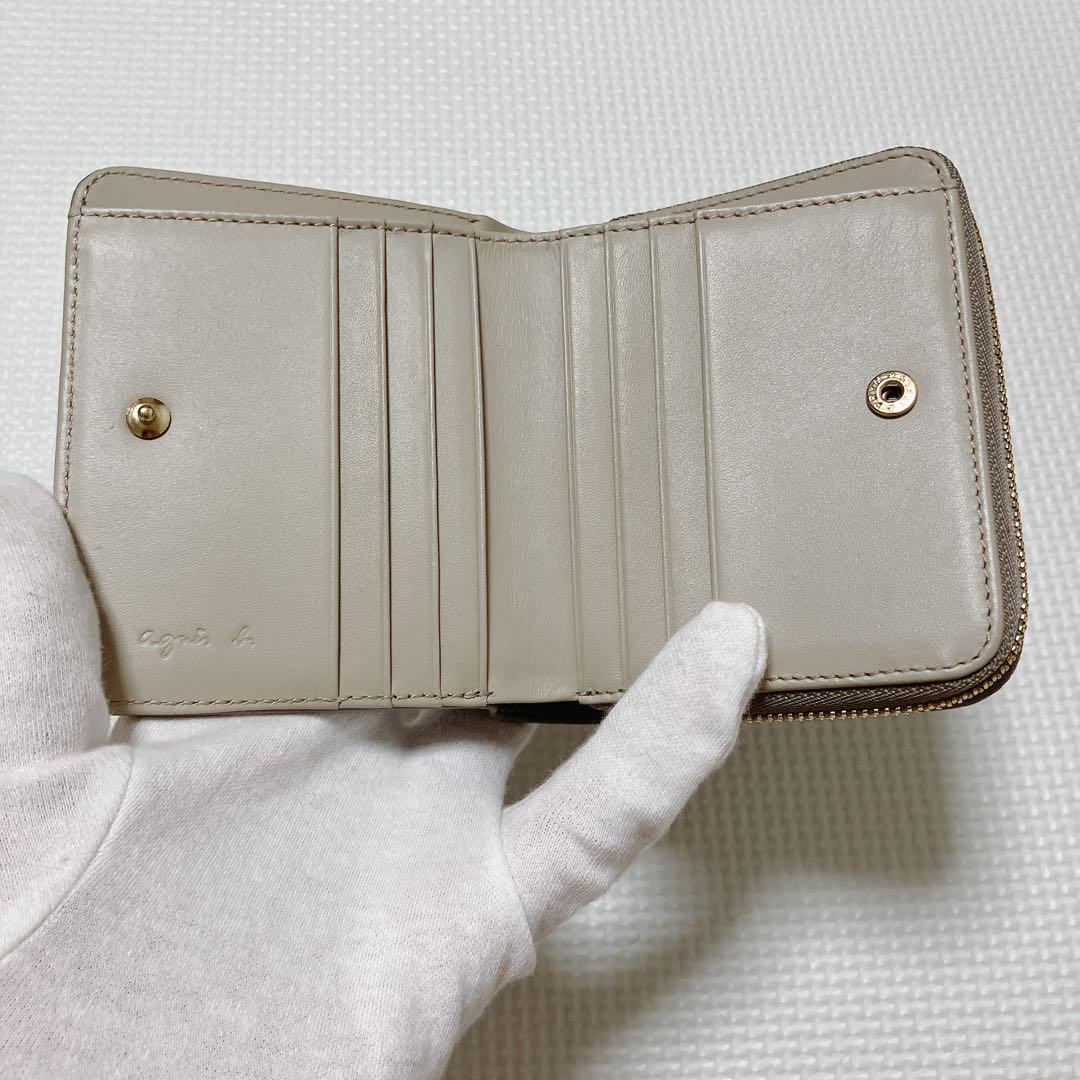 未使用　agnes b. アニエスベー レザー二つ折り財布　グレー