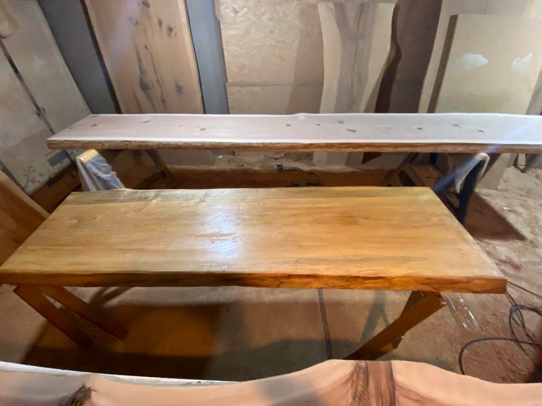 [セール品！！！]イエローポプラ　一枚板テーブル　7万→4万に値下げ中
