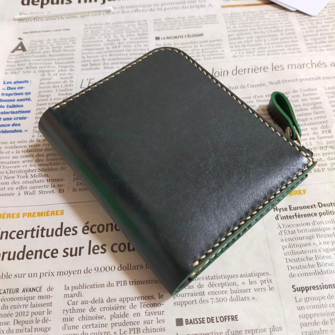 L字ファスナーウォレット　ルガトショルダー　グリーン