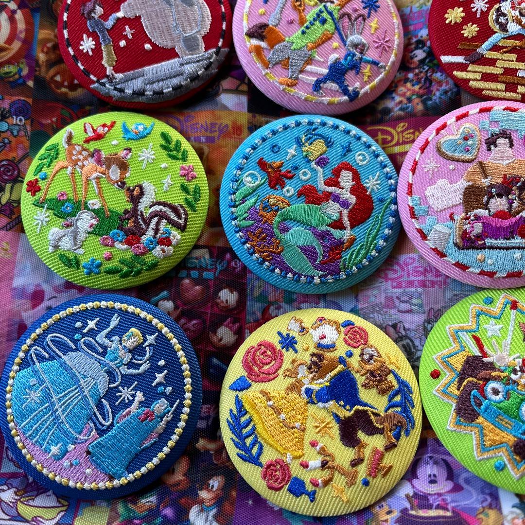 全15種】ディズニー刺繍缶バッジ2 コンプリートセット Disney - 15点