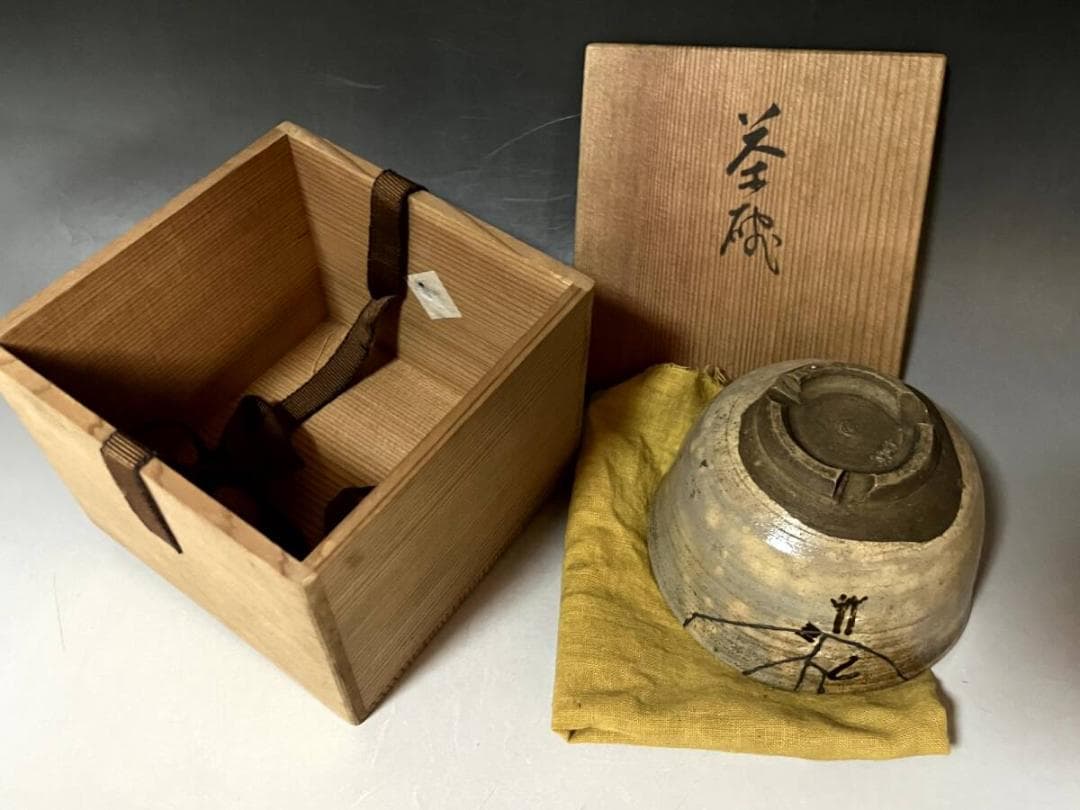 茶碗□古古曽部 御本立鶴 ？義製 銀継ぎ直し有 江戸期 お茶道具 時代物