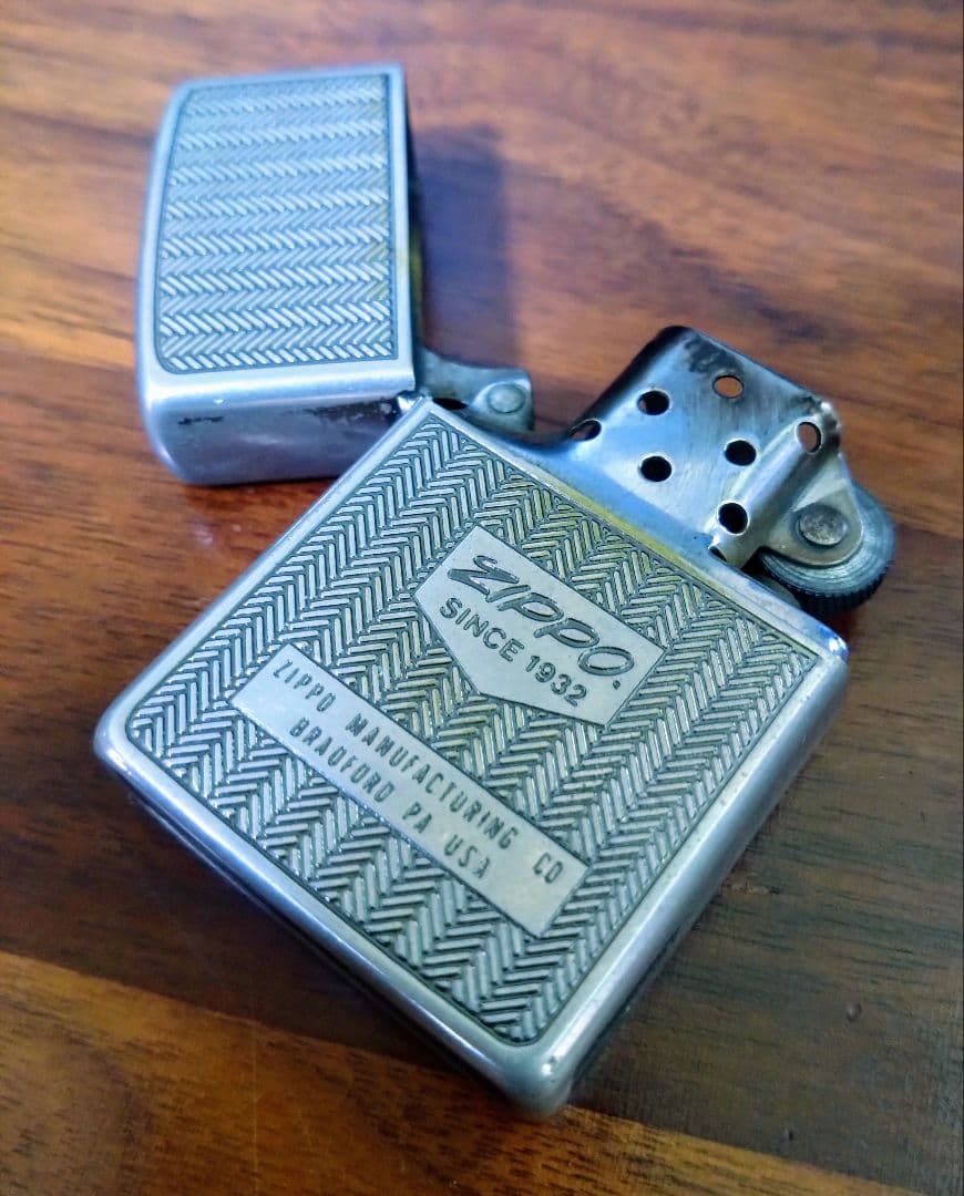 ビンテージ ライター ZIPPO オイル 喫煙具 ジッポ シルバー 両面彫り