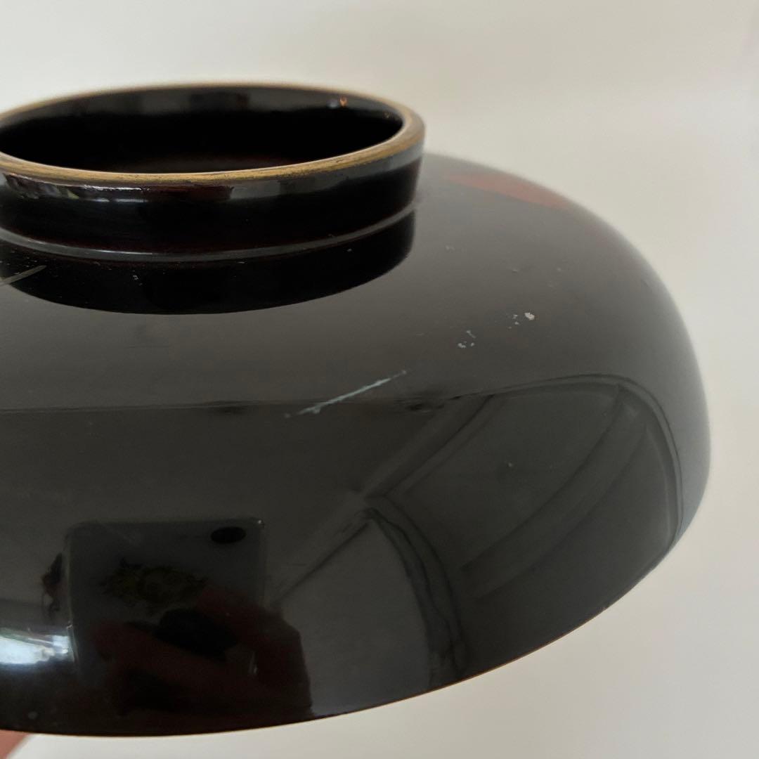 波千鳥　吸物碗　5客　蓋付き　漆　蒔絵　工芸　器　和食器　25.10.16-2