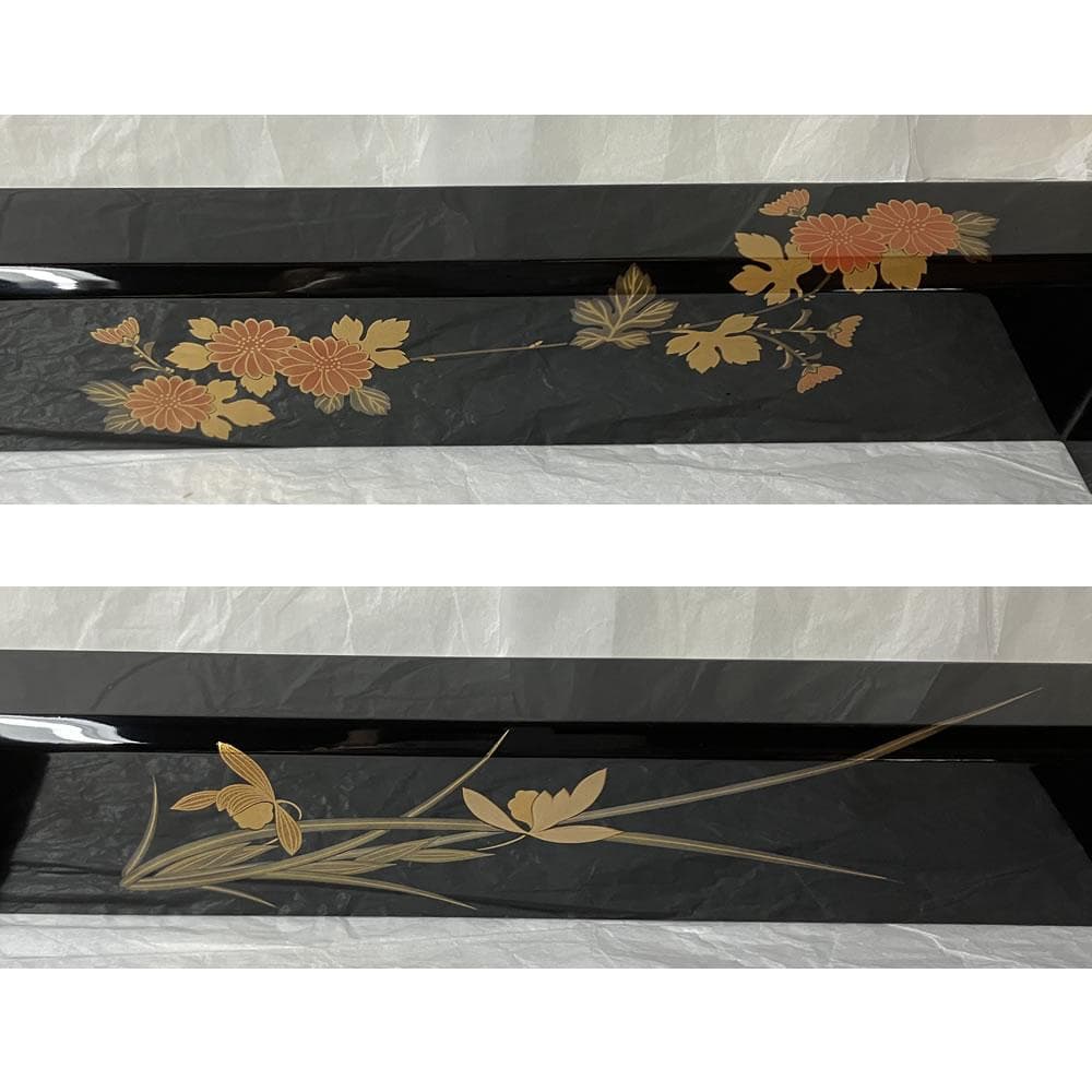 e3138 輪島塗 炉縁 四君子蒔絵 共箱 茶道具