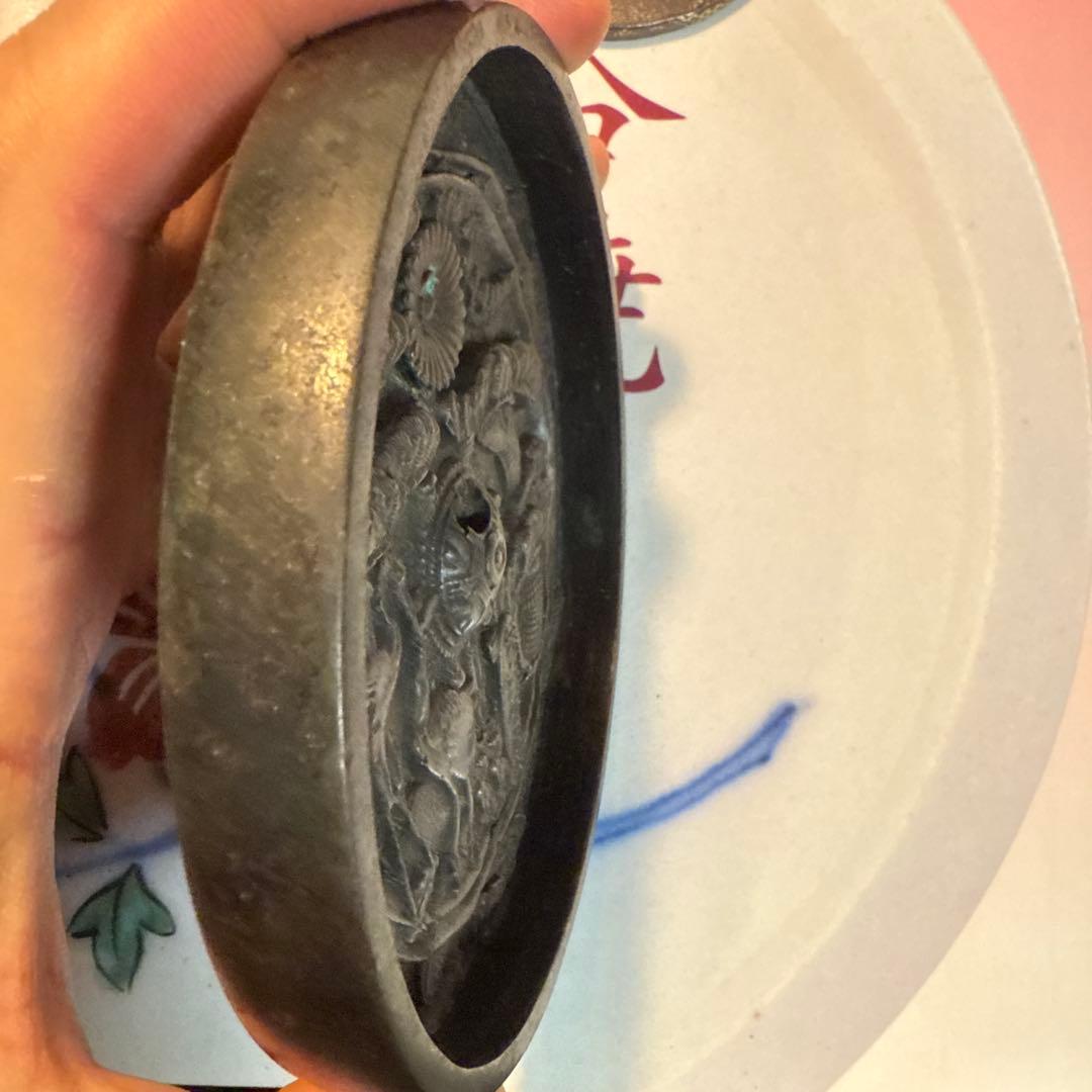 江戸時代 希少美品 古鏡 和鏡 銅鶴亀松のデザイン 天正出雲