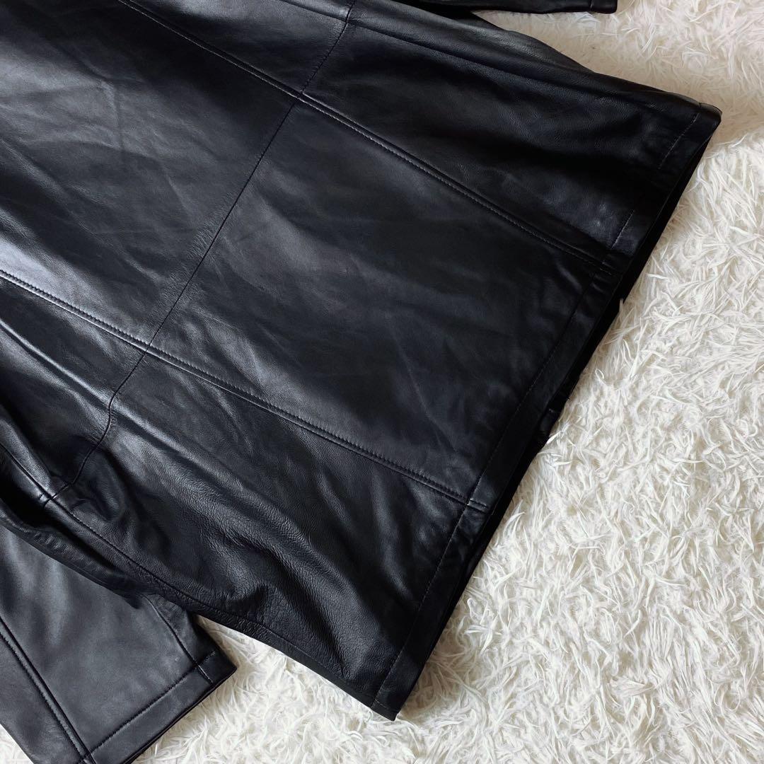 4 VINTAGE ラムレザー ビッグ フィールドジャケット 羊革 黒 L LOEFF