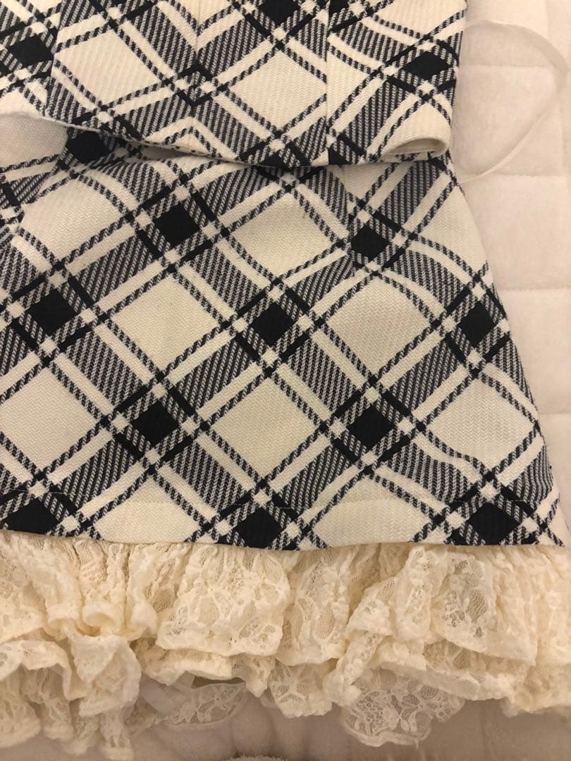 ROBE de FLEURS アイボリー・チェック ミニドレス S