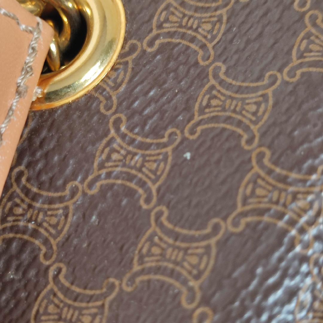 80-4 セリーヌ CELINE マカダム柄 バニティ バッグ PVC レザー