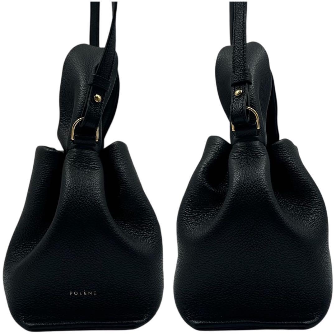美品 POLENE Numéro Neuf ハンドバッグ 2way レザー 黒
