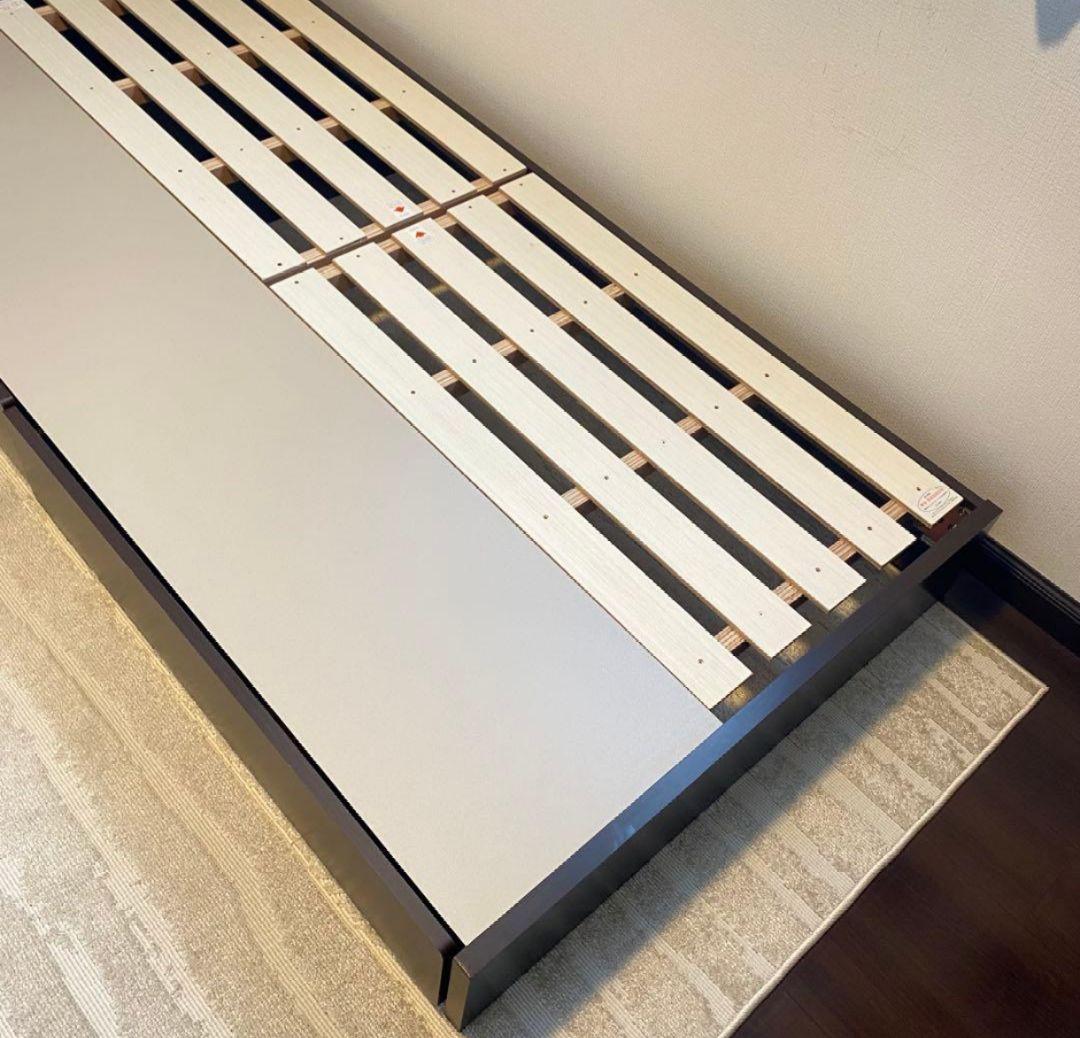 [東京江東区引取]ニトリ　ダークブラウン シングルベッドフレーム 引き出し付き