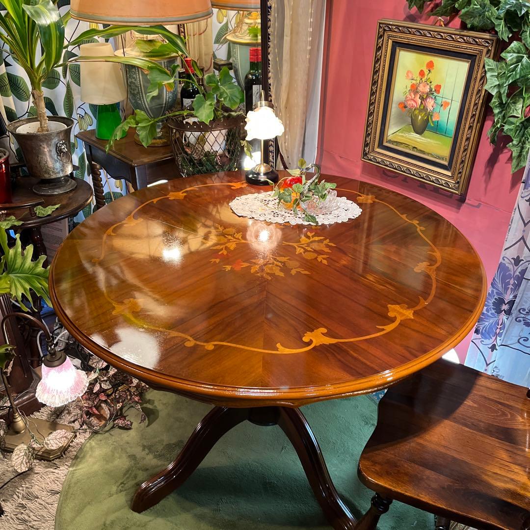 meru 引取価格　ヴィンテージ イタリアン象嵌　ラウンドテーブル