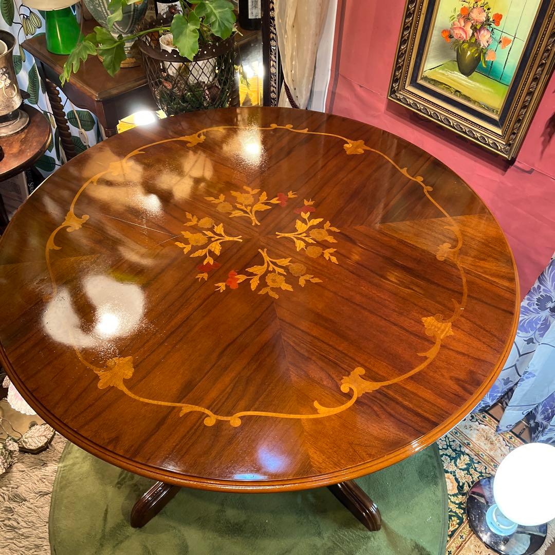 meru 引取価格　ヴィンテージ イタリアン象嵌　ラウンドテーブル