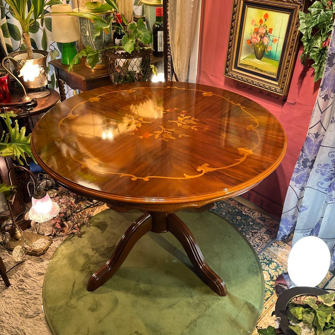 meru 引取価格　ヴィンテージ イタリアン象嵌　ラウンドテーブル