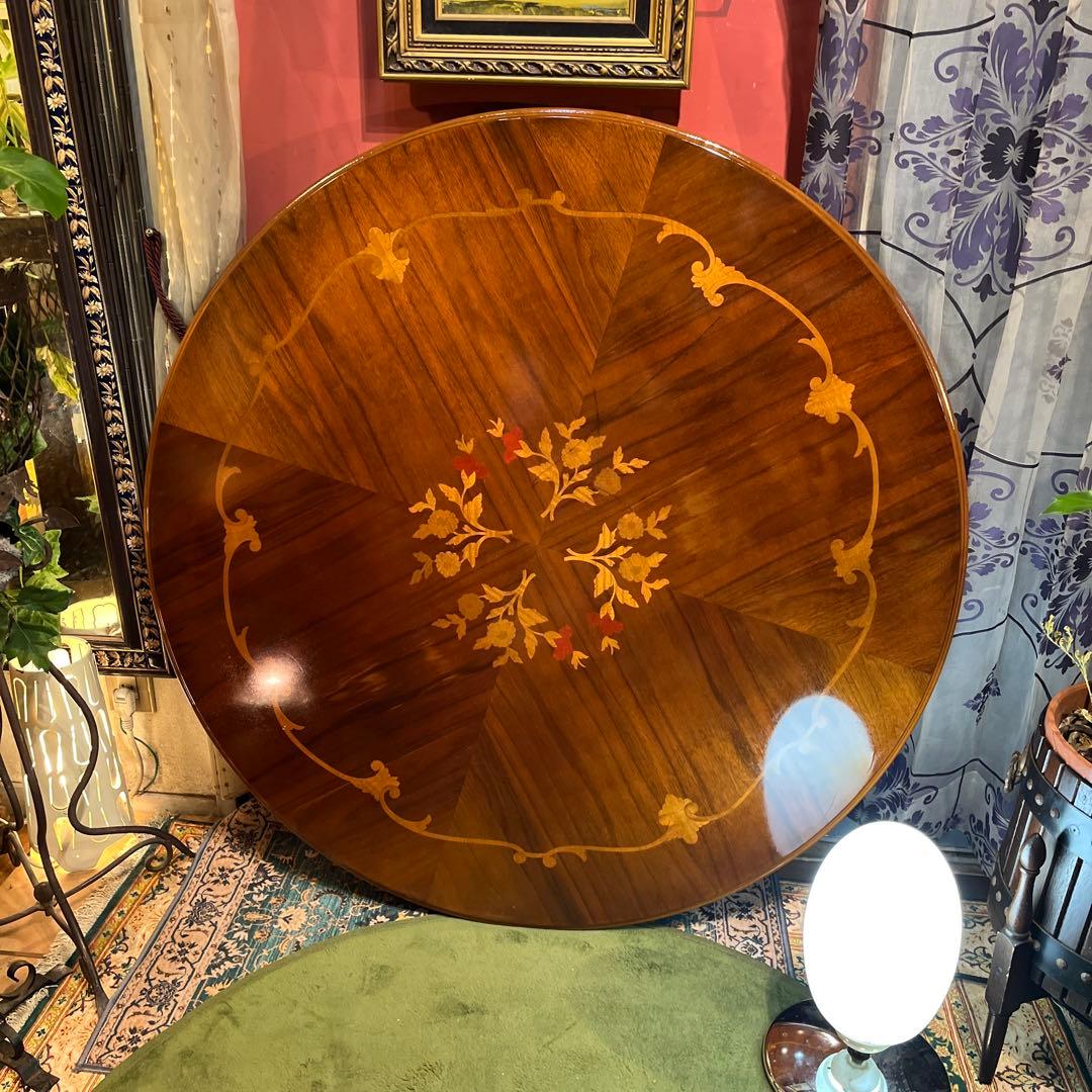meru 引取価格　ヴィンテージ イタリアン象嵌　ラウンドテーブル