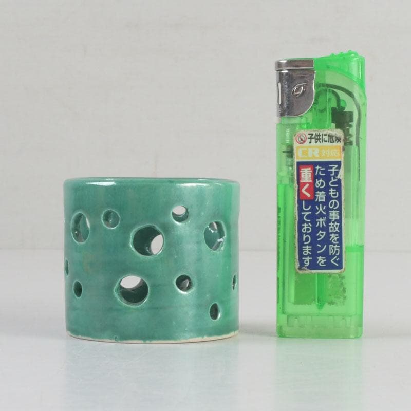 茶道具 古余呂技窯 川瀬竹春作 緑釉 水玉文 蓋置