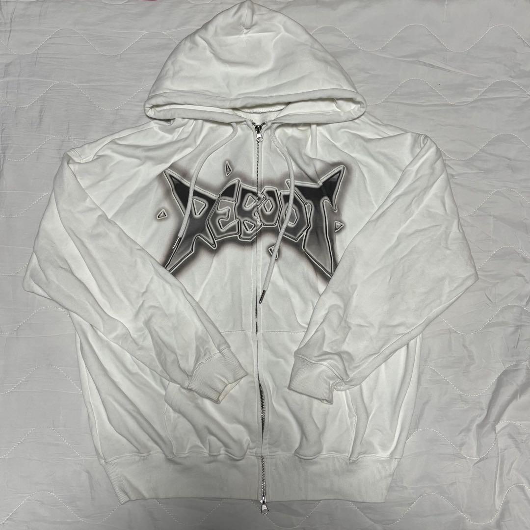 treasure reboot ジップアップ フーディ パーカー ホワイト 白