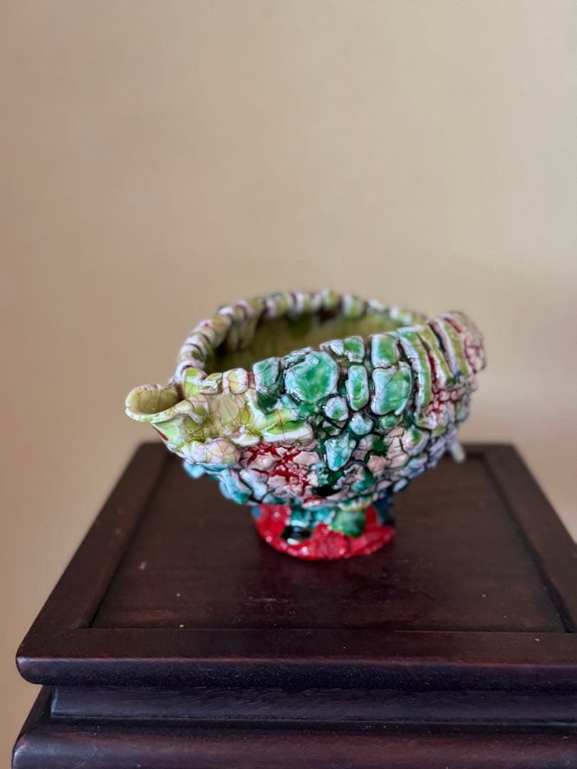 氏家昴大　織部漆赤塗片口　現代アート