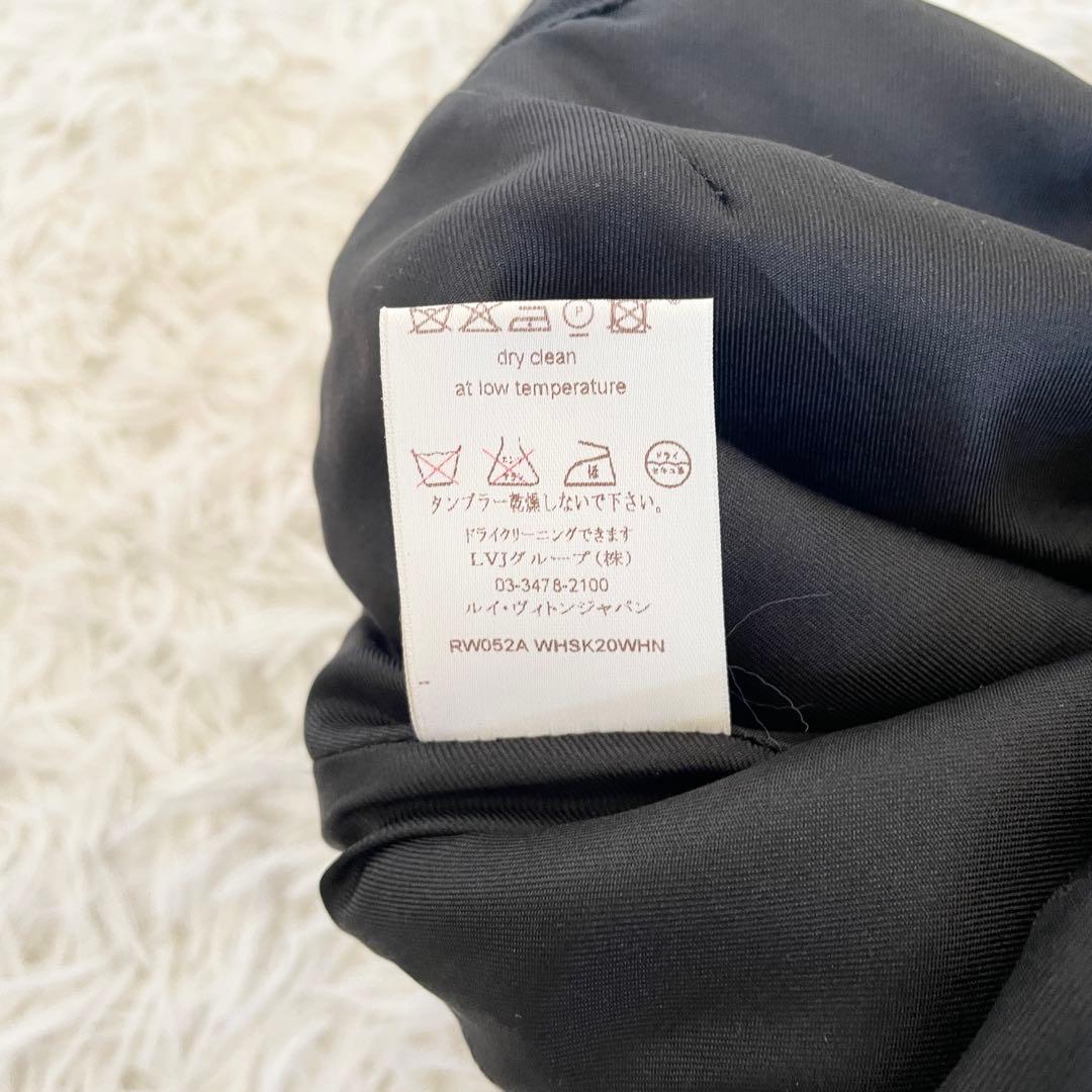 未使用級　ルイヴィトン　膝丈　タイトスカート　ツイード　サイドリボン　L　茶