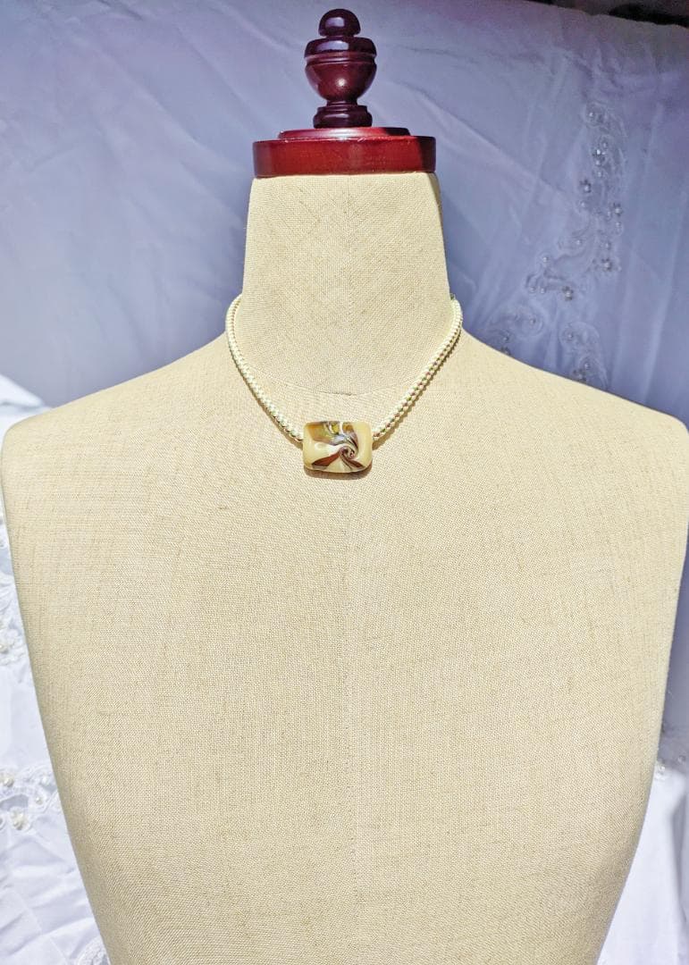 吉田正子トンボ玉（貳拾參） 「江戸組み紐」ネックレス ガラス玉に込め