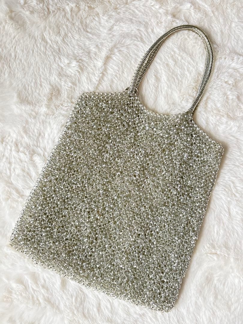 ANTEPRIMA ワイヤーバッグ スクエア ラインストーン ロゴ リング