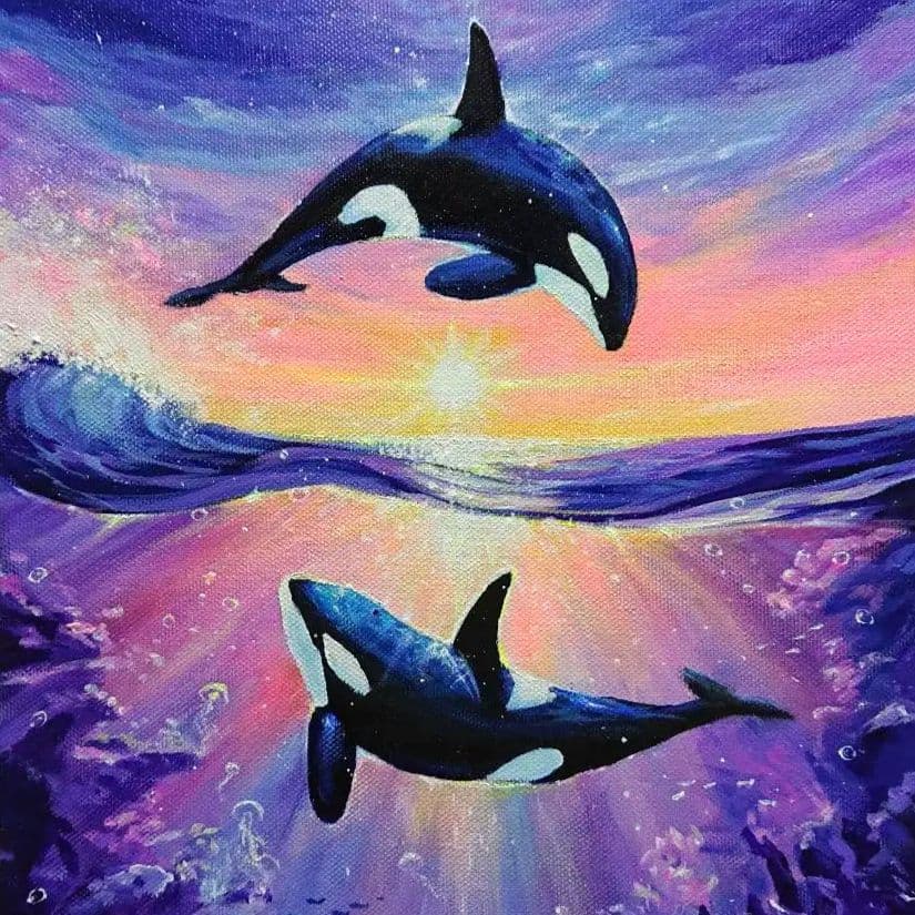 ぷ*あ様 【海中世界】アクリル画 F3 風景画 絵画 ぷ*あ様 【