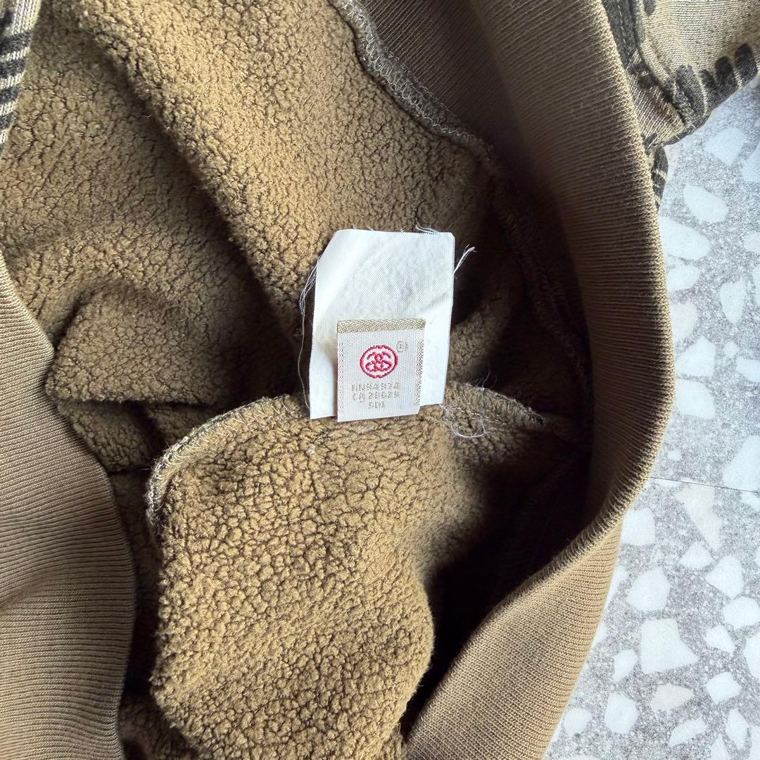 【総柄ジップパーカー】stussyモザイク古着ストリート横ノリユニセックスM.