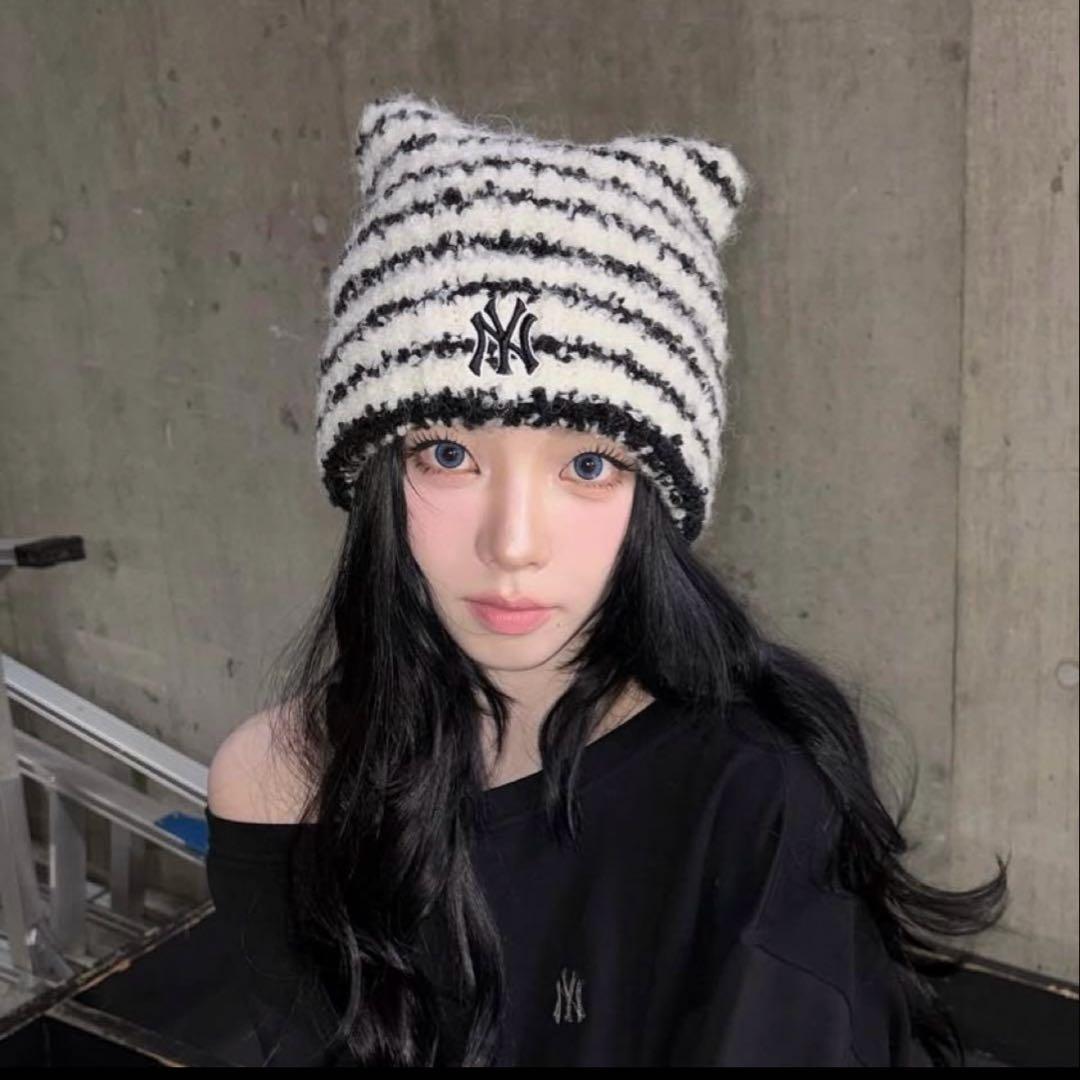 韓国限定 MLB カリナ 猫耳 ミャオン ビーニー ニット帽 aespa - メルカリ