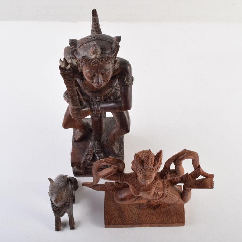 バリ島 インドネシア 木彫 置物 3点まとめて N 9011A - メルカリ