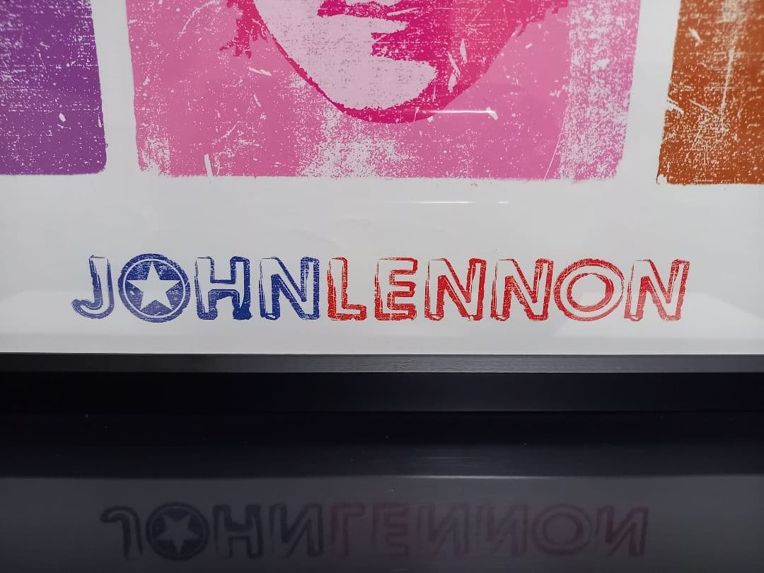 ジョン レノン マルチカラー ポップアート ポスター ブラック ウッド