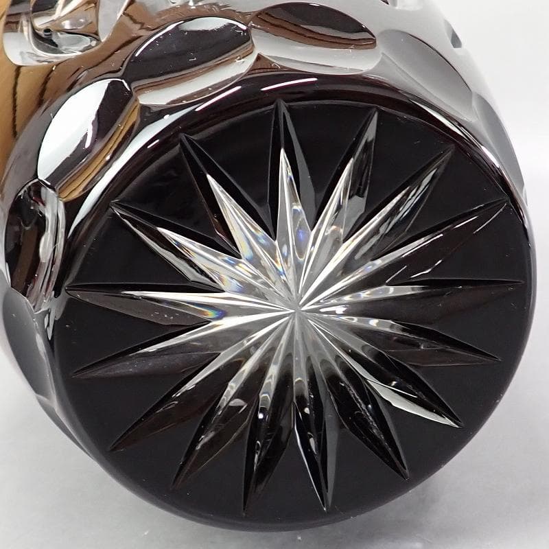 RU-5232マイセンクリスタルフクロウ彫刻大花瓶約25㎝