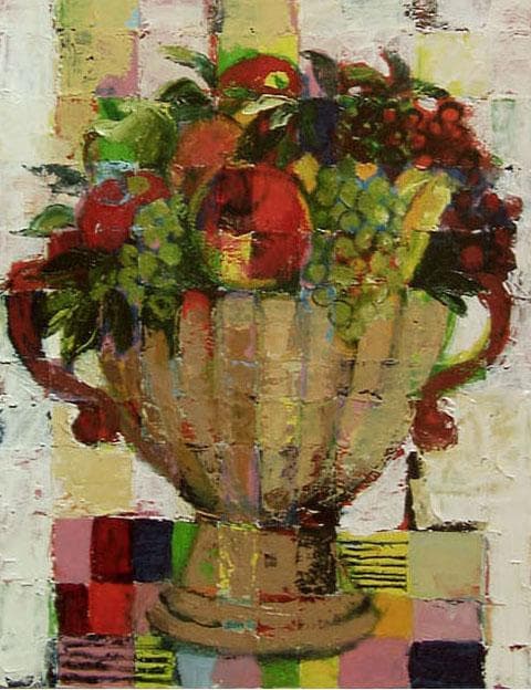 油絵 菅家令子 絵 絵画インテリア 額付(白) uF6-113002 静物 果物