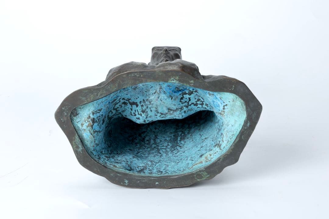 桝澤清 作 良寛禅師像 在銘 共箱 栞付き 銅 置物 古