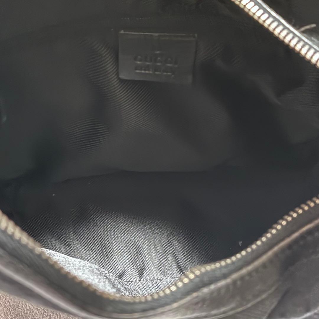 グッチ　ワンショルダーバッグ　ブラック　ggキャンバス　総柄　変形　レザー