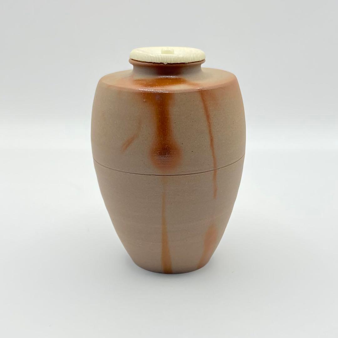 肩衝茶入 備前焼 火襷 木村陶峰 共箱入 茶道具 濃茶器 仕