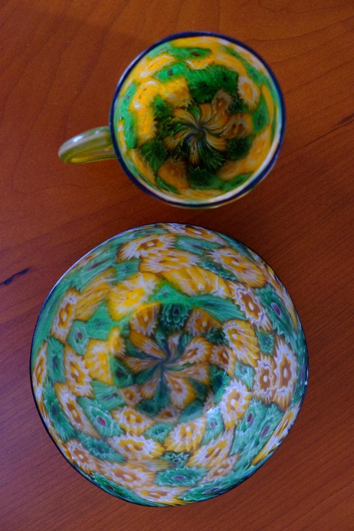 アンティーク ガラス ミルフィオリ カップ＆ソーサー/藤田喬平/舩木倭