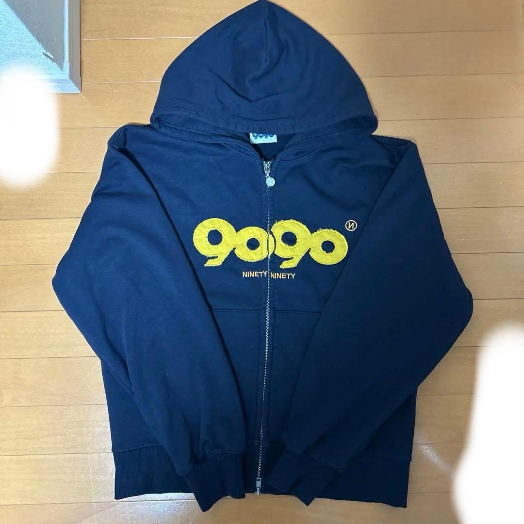 9090 OG Logo Zip Hoodie ネイビー ダブルジップ パーカー