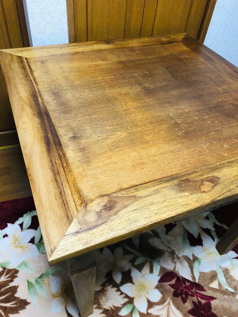 アジアン家具　木製ダイニングテーブル ２つ引き出し付き