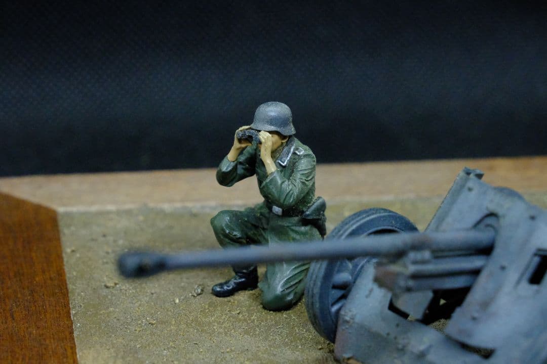 タミヤ 対戦車砲 5cm（1/35） プラモデル完成品 ジオラマベース付き