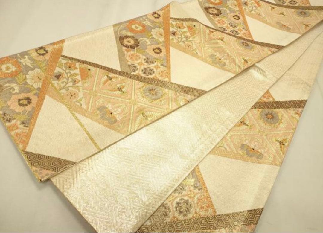 振袖 フルセット6点サイズM〜L草花文 銀駒彩 正絹