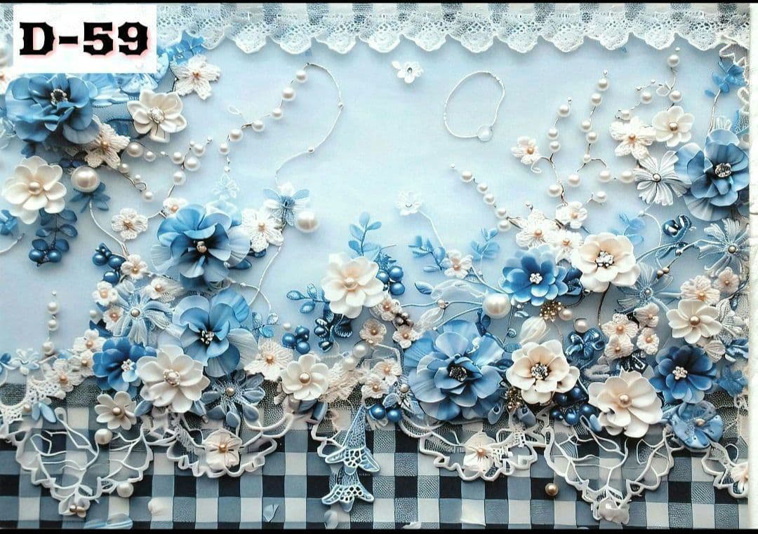 D-59】♡lien様♡デザインペーパー チェック 青 912