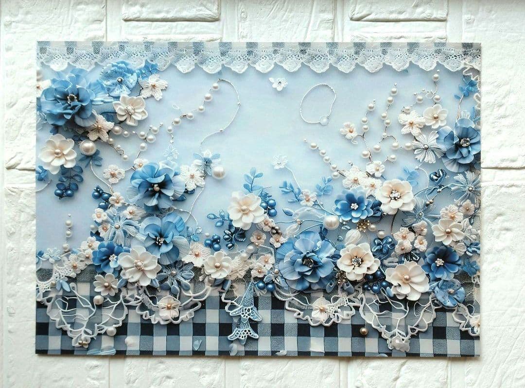 D-59】♡lien様♡デザインペーパー チェック 青 912