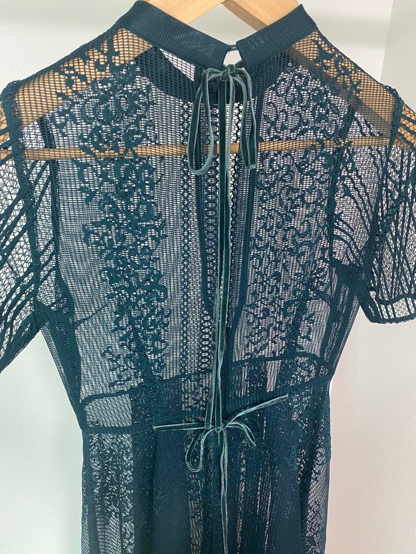 値下げ✴︎FRAY I.D ダークグリーン レース フルレングスドレス