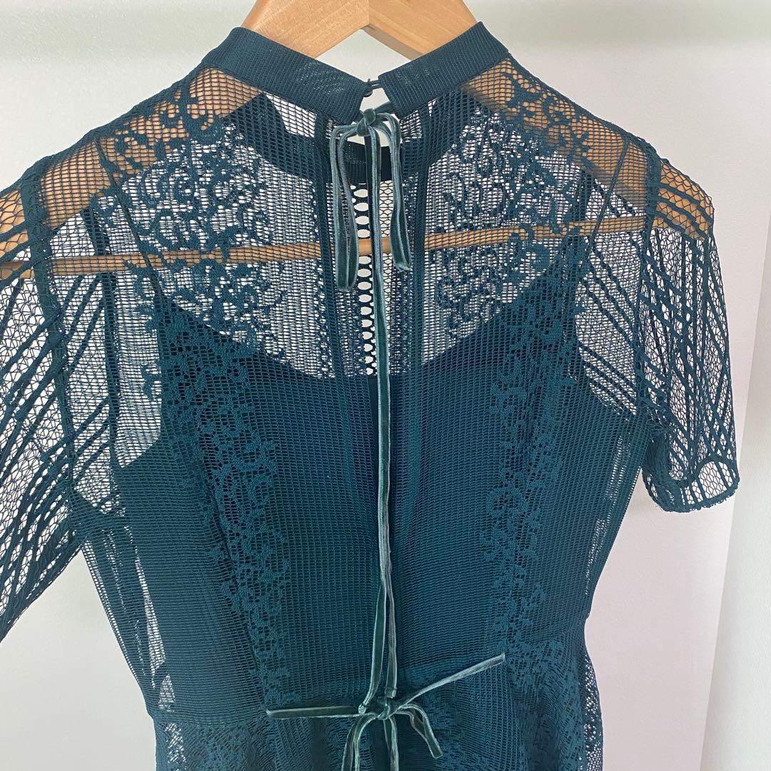 値下げ✴︎FRAY I.D ダークグリーン レース フルレングスドレス